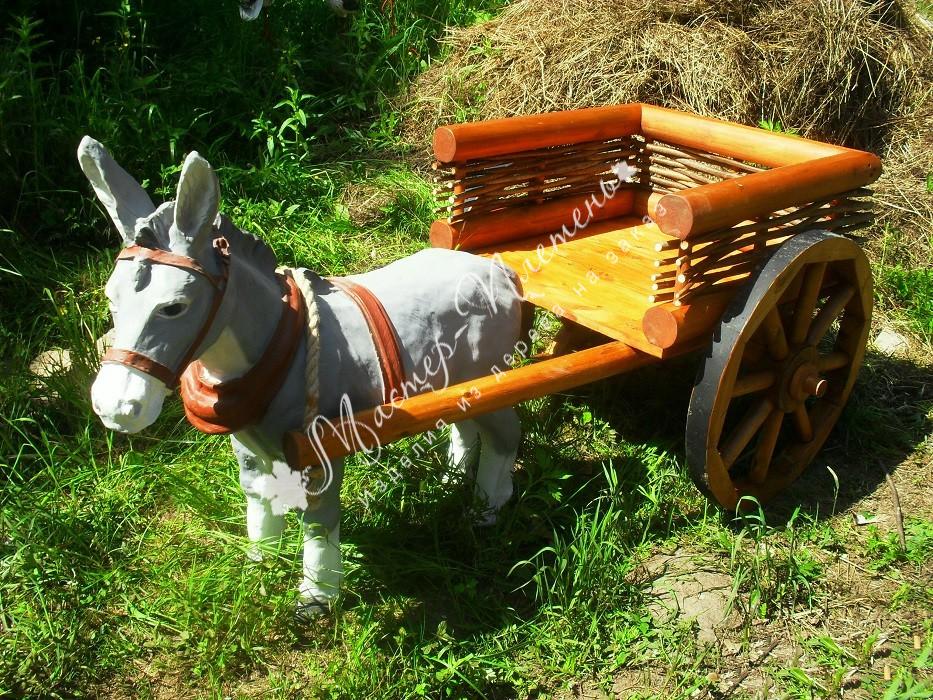 Лошадка для сада. Декоративная лошадь для сада. Ослик деревянный для сада. Деревянный ослик с тележкой. Лошадка с тележкой для сада.